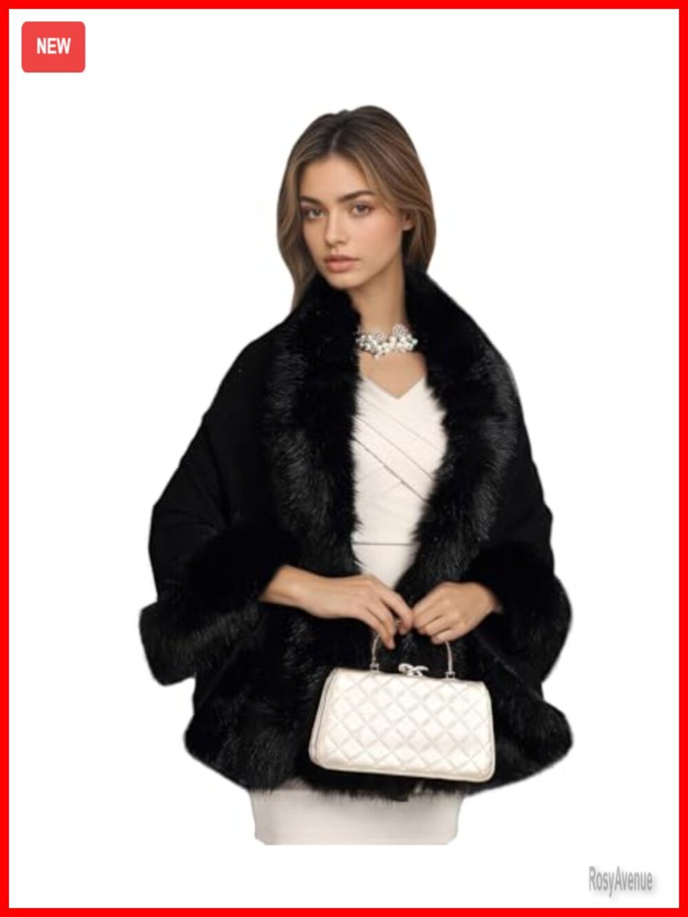 Faux Fur Shawl Wrap Sleeveless Poncho for Weddings